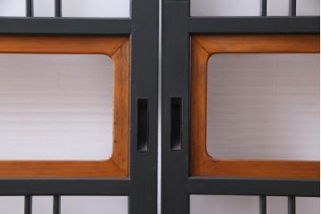 ペイント建具　すりガラス・モールガラス入り　シックな雰囲気がお洒落なガラス戸2枚セット(建具、引き戸)