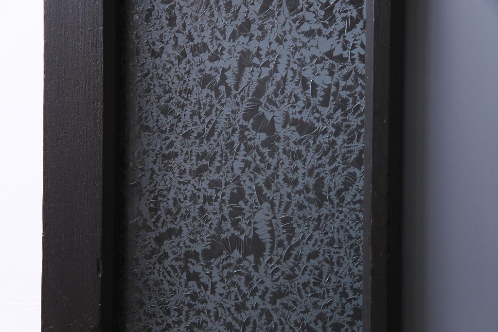 ペイント家具　当時物色ガラス　ナラ材　大正ロマンの雰囲気漂う上手物ガラス戸2枚セット(引き戸、建具)