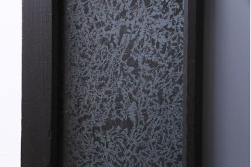 ペイント家具　当時物色ガラス　ナラ材　大正ロマンの雰囲気漂う上手物ガラス戸2枚セット(引き戸、建具)