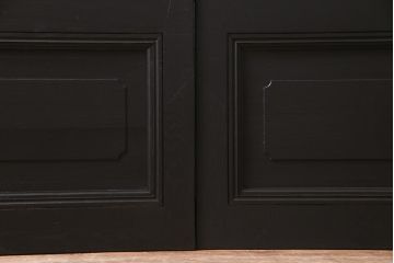 ペイント家具　当時物色ガラス　ナラ材　大正ロマンの雰囲気漂う上手物ガラス戸2枚セット(引き戸、建具)