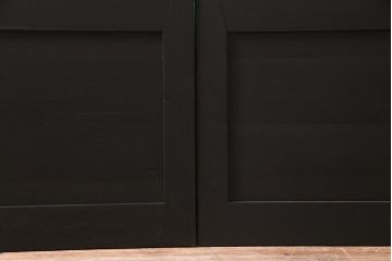 ペイント家具　当時物色ガラス　ナラ材　大正ロマンの雰囲気漂う上手物ガラス戸2枚セット(引き戸、建具)