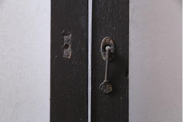 ペイント家具　当時物色ガラス　ナラ材　大正ロマンの雰囲気漂う上手物ガラス戸2枚セット(引き戸、建具)