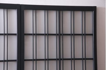 当店オリジナルガラス入り　ペイント家具　シックでモダンなガラス格子戸4枚セット(引き戸、ガラス戸、建具)