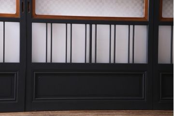 当店オリジナルガラス入り　ペイント家具　シックでモダンなガラス格子戸4枚セット(引き戸、ガラス戸、建具)