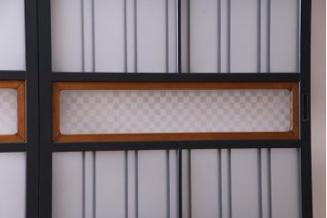 当店オリジナルガラス入り　ペイント家具　シックでモダンなガラス格子戸4枚セット(引き戸、ガラス戸、建具)