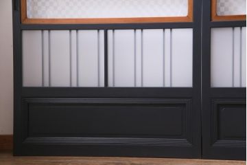 当店オリジナルガラス入り　ペイント家具　シックでモダンなガラス格子戸4枚セット(引き戸、ガラス戸、建具)