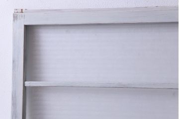 ペイント家具　銀モールガラス入り　レトロでナチュラルなガラス戸1枚(引き戸、建具)