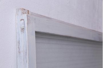 ペイント家具　銀モールガラス入り　レトロでナチュラルなガラス戸1枚(引き戸、建具)