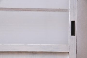 ペイント家具　銀モールガラス入り　レトロでナチュラルなガラス戸1枚(引き戸、建具)