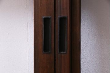 和製アンティーク　ダイヤガラス入り　和の風情感じるガラス戸4枚セット(引き戸、建具)