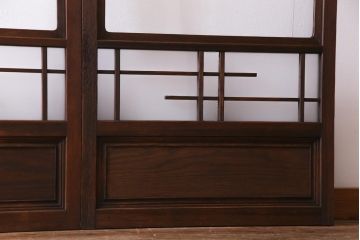 和製アンティーク　ダイヤガラス入り　和の風情感じるガラス戸4枚セット(引き戸、建具)