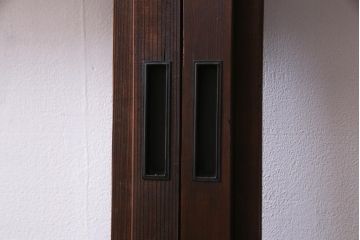 和製アンティーク　ダイヤガラス入り　和の風情感じるガラス戸4枚セット(引き戸、建具)