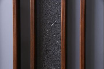 和製アンティーク　星ガラス・すりガラス入り　レトロモダンなガラス戸(引き戸、建具)2枚組