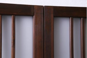 和製アンティーク　星ガラス・すりガラス入り　レトロモダンなガラス戸(引き戸、建具)2枚組