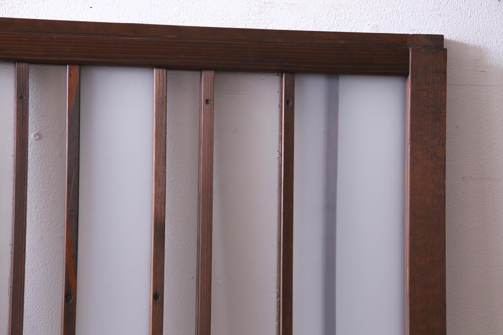 和製アンティーク　星ガラス・すりガラス入り　レトロモダンなガラス戸(引き戸、建具)2枚組