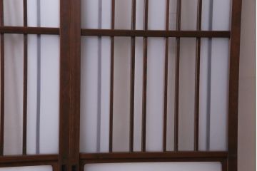 和製アンティーク　星ガラス・すりガラス入り　レトロモダンなガラス戸(引き戸、建具)2枚組