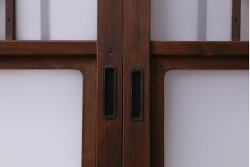 和製アンティーク　星ガラス・すりガラス入り　レトロモダンなガラス戸(引き戸、建具)2枚組