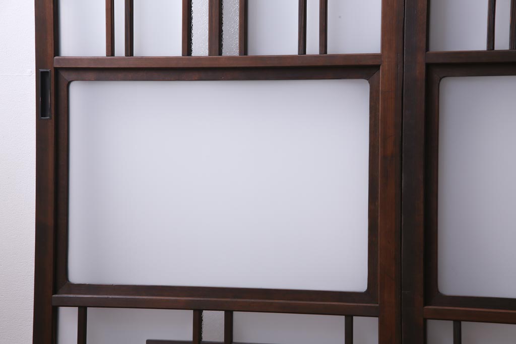 和製アンティーク　ダイヤガラス入り　柔らかな光が差し込むガラス戸4枚組(引き戸、建具)