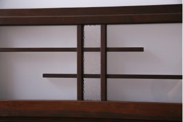 和製アンティーク　ダイヤガラス入り　柔らかな光が差し込むガラス戸4枚組(引き戸、建具)