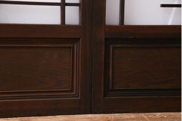 和製アンティーク　ダイヤガラス入り　柔らかな光が差し込むガラス戸4枚組(引き戸、建具)