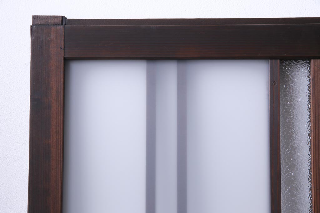 和製アンティーク　ダイヤガラス入り　柔らかな光が差し込むガラス戸4枚組(引き戸、建具)