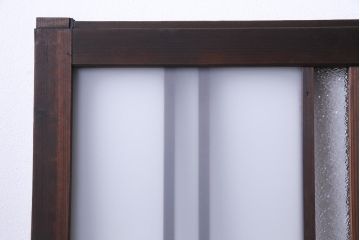 和製アンティーク　ダイヤガラス入り　柔らかな光が差し込むガラス戸4枚組(引き戸、建具)