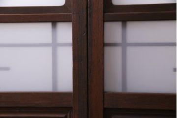 和製アンティーク　ダイヤガラス入り　柔らかな光が差し込むガラス戸4枚組(引き戸、建具)