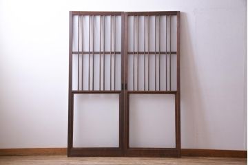 和製アンティーク　レトロな星ガラスを使用したガラス戸(引き戸、建具)2枚組