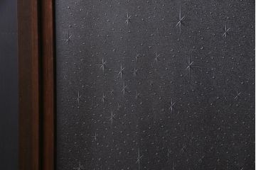 和製アンティーク　レトロな星ガラスを使用したガラス戸(引き戸、建具)2枚組