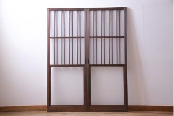 和製アンティーク　レトロな星ガラスを使用したガラス戸(引き戸、建具)2枚組