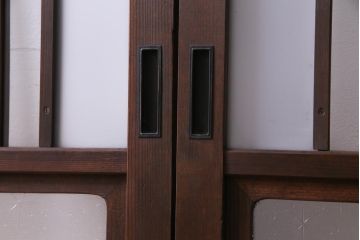 和製アンティーク　レトロな星ガラスを使用したガラス戸(引き戸、建具)2枚組