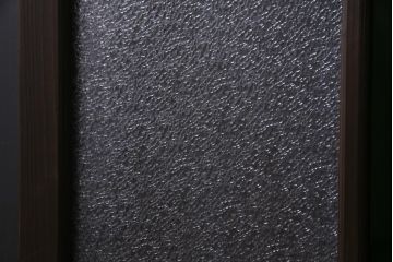 大正ロマン　当時物色ガラス　黄色と緑のアクセントがお洒落なガラス戸2枚セット(引き戸、建具)