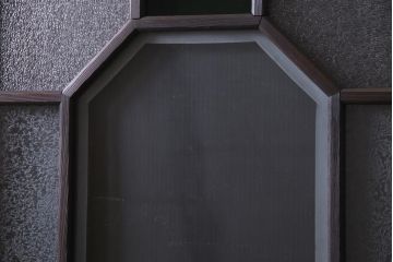 大正ロマン　当時物色ガラス　黄色と緑のアクセントがお洒落なガラス戸2枚セット(引き戸、建具)