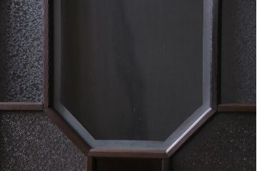 大正ロマン　当時物色ガラス　黄色と緑のアクセントがお洒落なガラス戸2枚セット(引き戸、建具)