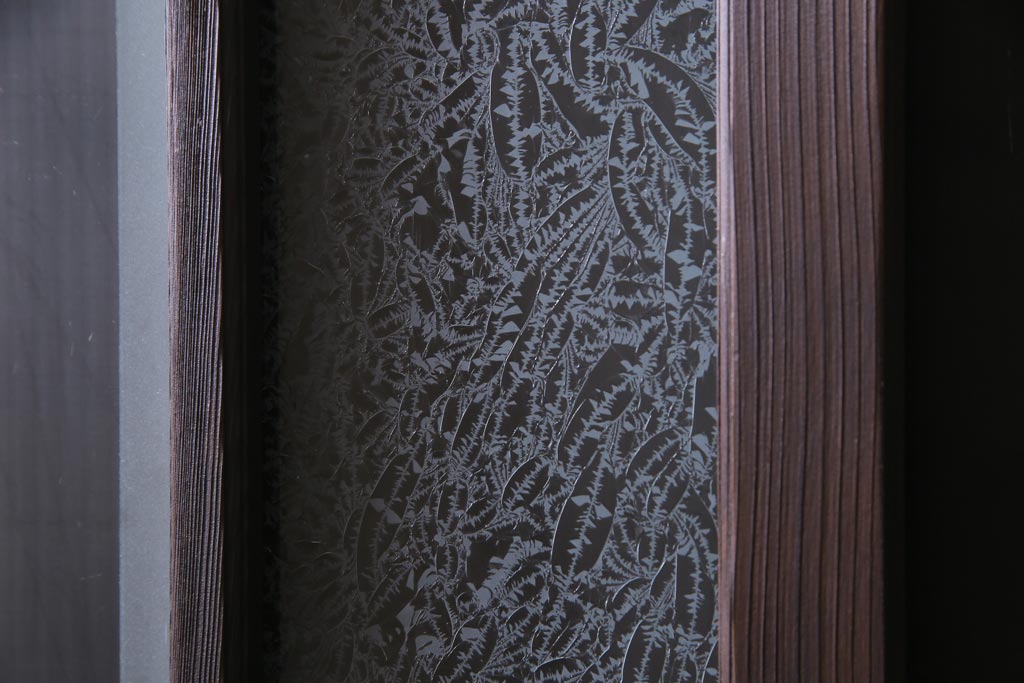 大正ロマン　当時物色ガラス　黄色と緑のアクセントがお洒落なガラス戸2枚セット(引き戸、建具)