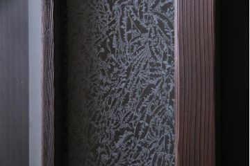 大正ロマン　当時物色ガラス　黄色と緑のアクセントがお洒落なガラス戸2枚セット(引き戸、建具)