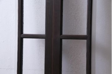 大正ロマン　当時物色ガラス　黄色と緑のアクセントがお洒落なガラス戸2枚セット(引き戸、建具)