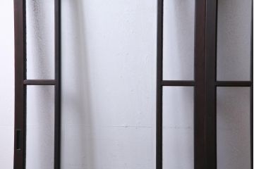 大正ロマン　当時物色ガラス　黄色と緑のアクセントがお洒落なガラス戸2枚セット(引き戸、建具)