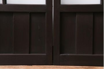 大正ロマン　当時物色ガラス　黄色と緑のアクセントがお洒落なガラス戸2枚セット(引き戸、建具)(1)