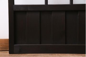 大正ロマン　当時物色ガラス　黄色と緑のアクセントがお洒落なガラス戸2枚セット(引き戸、建具)(1)