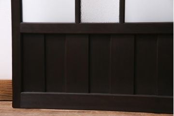 大正ロマン　当時物色ガラス　黄色と緑のアクセントがお洒落なガラス戸2枚セット(引き戸、建具)(1)