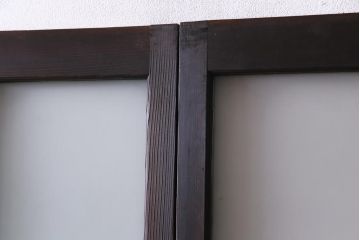 大正ロマン　当時物色ガラス　色とりどりな配色が個性的なガラス戸4枚セット(引き戸、建具)