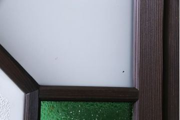 大正ロマン　当時物色ガラス　色とりどりな配色が個性的なガラス戸4枚セット(引き戸、建具)