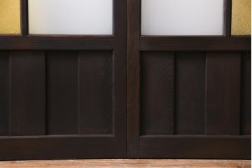 大正ロマン　当時物色ガラス　色とりどりな配色が個性的なガラス戸4枚セット(引き戸、建具)