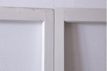 和製アンティーク　シャビーなペイントがお洒落な雰囲気漂うガラス戸2枚セット(建具、引き戸)