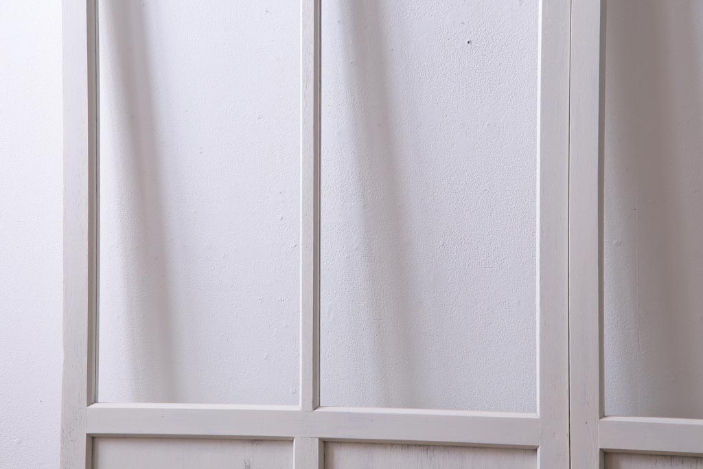 和製アンティーク　シャビーなペイントがお洒落な雰囲気漂うガラス戸2枚セット(建具、引き戸)