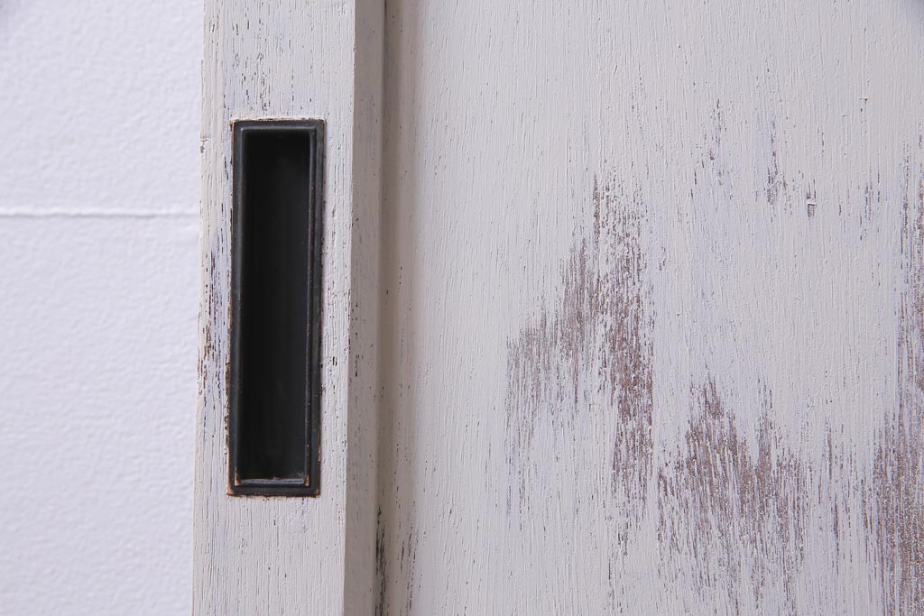 和製アンティーク　シャビーなペイントがお洒落な雰囲気漂うガラス戸2枚セット(建具、引き戸)