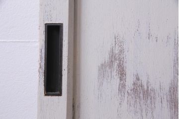 和製アンティーク　シャビーなペイントがお洒落な雰囲気漂うガラス戸2枚セット(建具、引き戸)