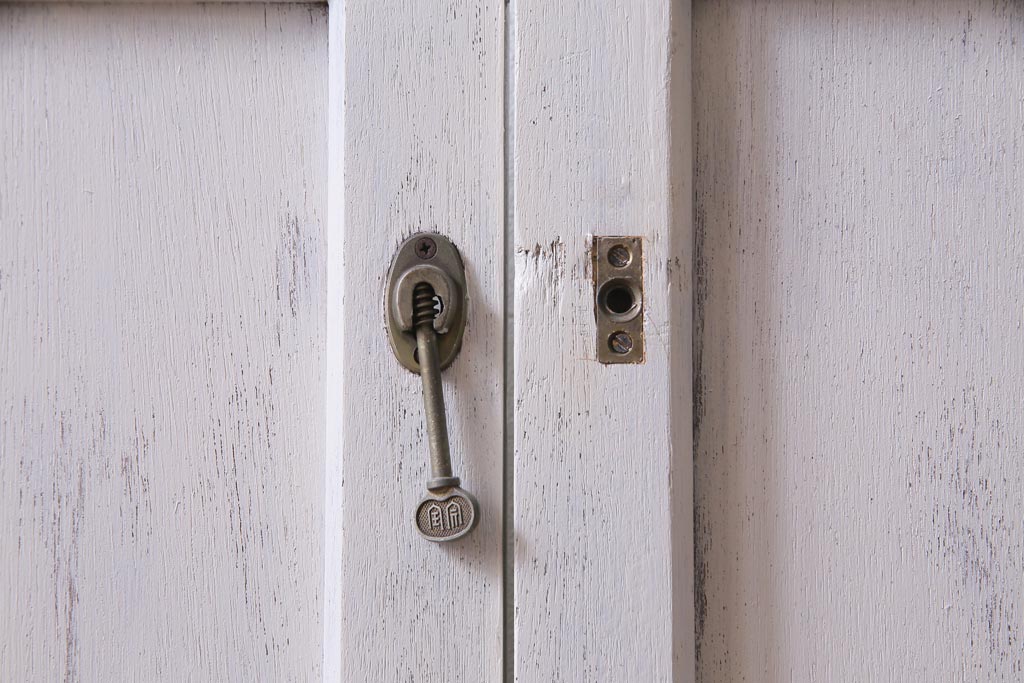 和製アンティーク　シャビーなペイントがお洒落な雰囲気漂うガラス戸2枚セット(建具、引き戸)