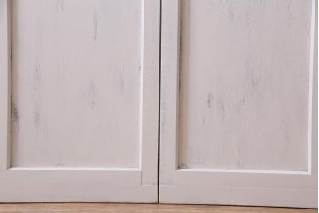和製アンティーク　シャビーなペイントがお洒落な雰囲気漂うガラス戸2枚セット(建具、引き戸)
